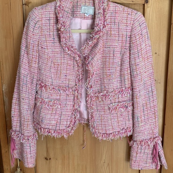 Alberto Makali Pink Ribbon 🎀 Bell Cuff GORGEOUS Coco Barbie core Tweed Jacket - Picture 16 of 16
